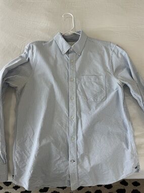 Club Monaco Blue and White Striped Dress Shirt